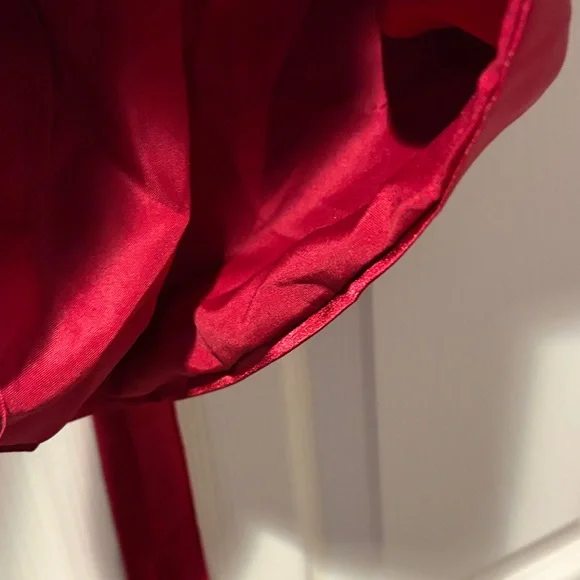 Short Satin Tie-Shoulder Corset back Sheath Dress in Red - Picture 4 of 4